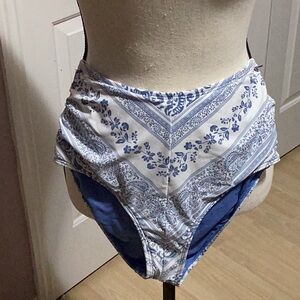 Daniel Cremieux Blue and White Bikini Top with Paisley Print